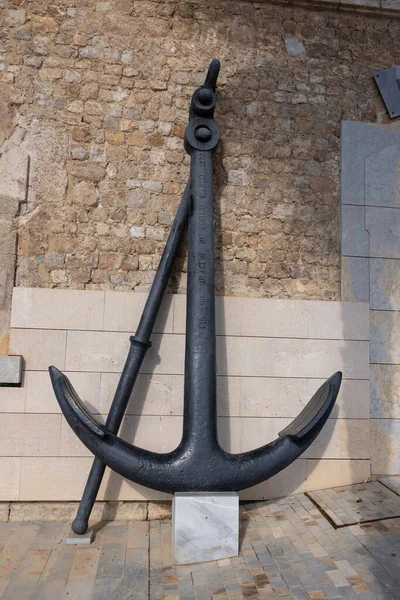 Big Black Anchor Leaning Wall Next Naval Museum Museo Naval — Stock Photo, Image