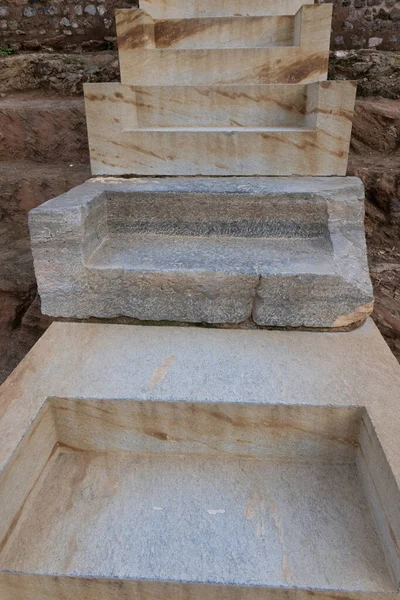 Detail New Steps Ancient Roman Theater Amphitheatre Cartagena Museum Spain — Stock Photo, Image