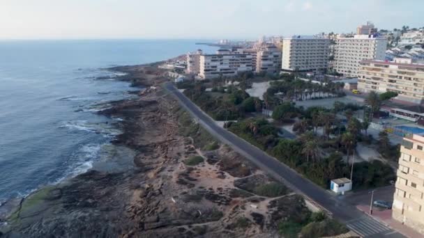 Luchtfoto Drone Video Cabo Cervera Met Torrevieja Achtergrond — Stockvideo