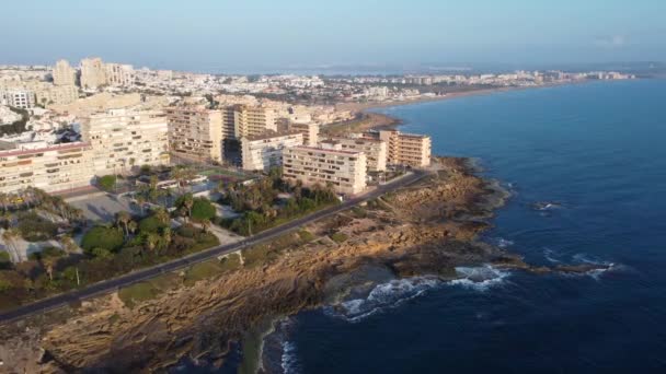 Cabo Cervera Mata Plajlarının Hava Aracı Görüntüsü Torrevieja Güzel Bir — Stok video