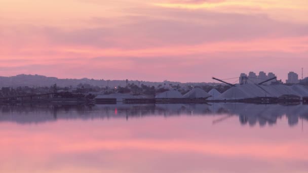 Frumos Răsărit Soare Torrevieja Salinas Reflexie Roz Lacul Sare Costa — Videoclip de stoc