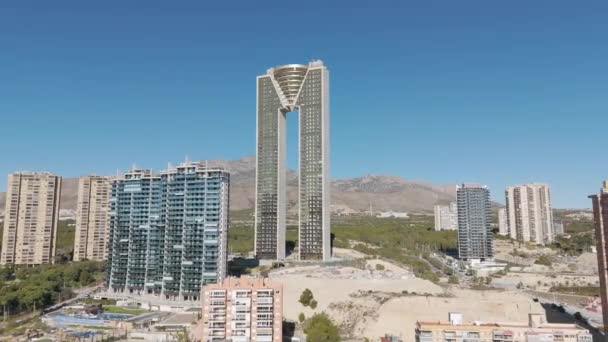 Πυροβολήθηκε Από Αέρος Benidorm Ψηλότερος Ουρανοξύστης Intempo — Αρχείο Βίντεο