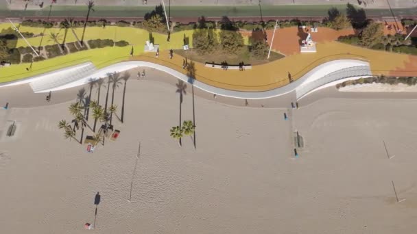 Dron Letecký Pohled Benidorm Západní Plážové Promenády Ukazující Lidi Kráčející — Stock video