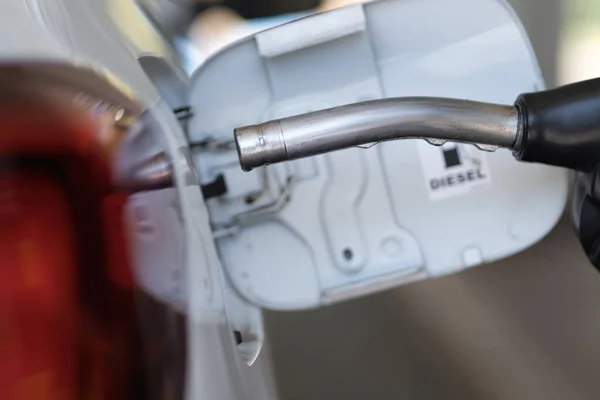 Car Fueling Gas Station Refuel Fill Petrol Gasoline Petrol Pump — Stock Photo, Image