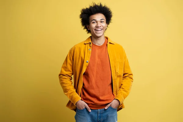 Smiling Confident African American Man Wearing Stylish Casual Outfit Isolated — 图库照片