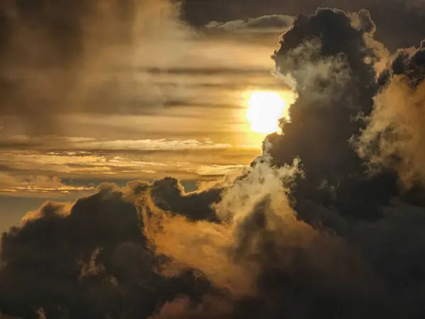 stock image Beatiful sunset with turbulent clouds.