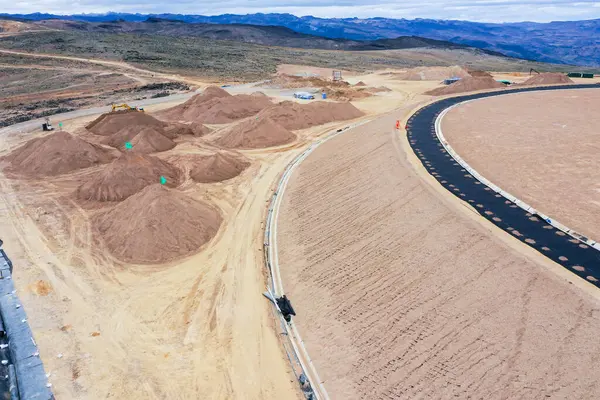 stock image Installation process of geosynthetics in industry and mining