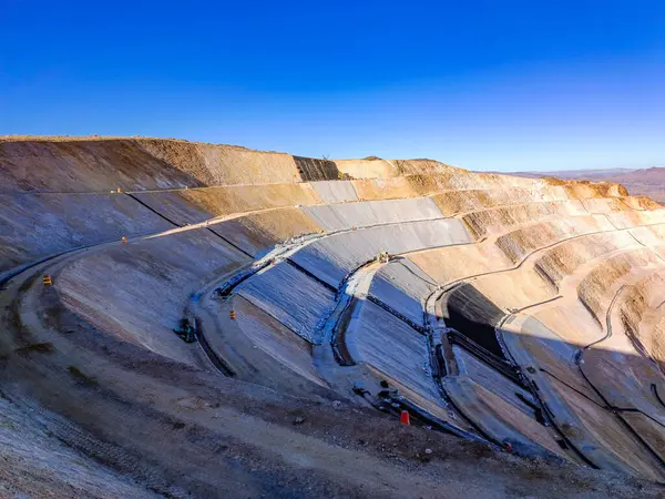 stock image Installation process of geosynthetics in industry and mining