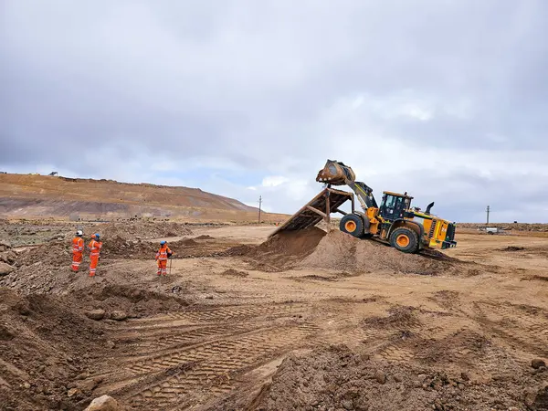 stock image Construction machinery and bulk earthworks in mining