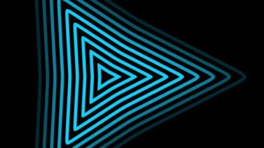 Parlak neon üçgenleri olan kusursuz fütüristik bir tünel. Soyut döngü bilim kurgu hareketi grafiği. Neon parıldayan teknoloji arka planı