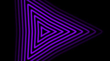 Parlak neon üçgenleri olan kusursuz fütüristik bir tünel. Soyut döngü bilim kurgu hareketi grafiği. Neon parıldayan teknoloji arka planı