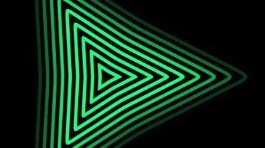 Parlak neon üçgenleri olan kusursuz fütüristik bir tünel. Soyut döngü bilim kurgu hareketi grafiği. Neon parıldayan teknoloji arka planı