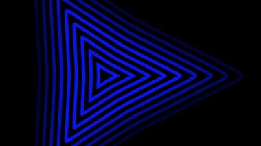Parlak neon üçgenleri olan kusursuz fütüristik bir tünel. Soyut döngü bilim kurgu hareketi grafiği. Neon parıldayan teknoloji arka planı