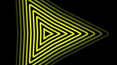 Parlak neon üçgenleri olan kusursuz fütüristik bir tünel. Soyut döngü bilim kurgu hareketi grafiği. Neon parıldayan teknoloji arka planı