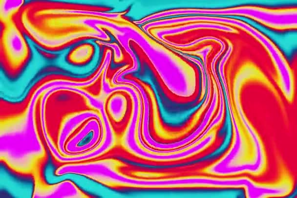 Colorful Abstract Psychedelic Neon Liquid Backdrop Water Ink Acrylic Paint — Stock Video