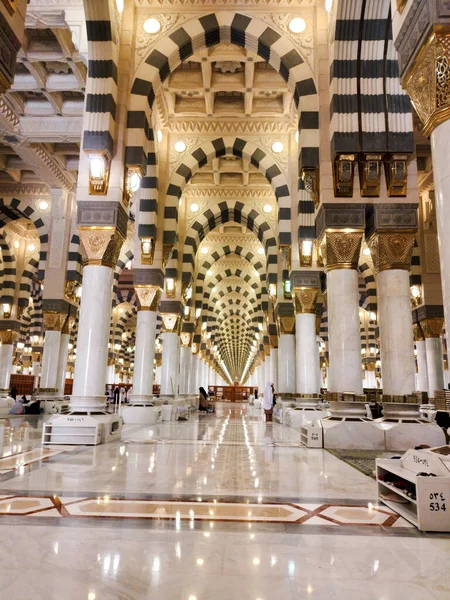 Madinah Arab Saudi Oktober 2022 Arsitektur Interior Masjid Nabawi Masjid — Stok Foto