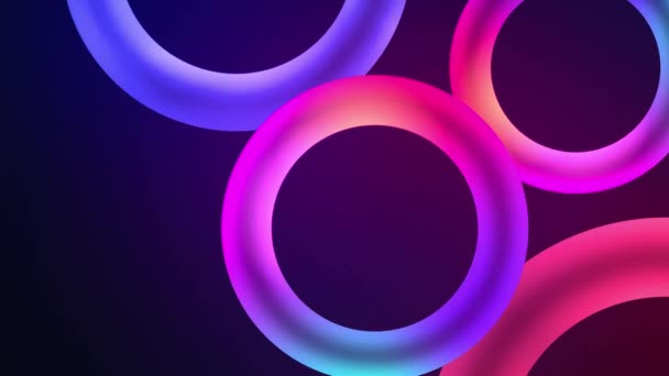 发光的抽象圈壁纸背景 发光的霓虹灯圈塑造动画 圆圈的抽象模式 — 图库视频影像