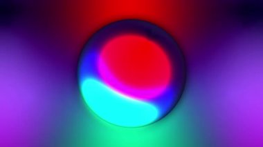 Balmumu baloncukları meta üzerinde güzel gökkuşağı renkleri olan soyut 3D arkaplan. Küreler havada içsel bir parıltıyla uçar, 3D top renkli neon ışıkla aydınlatılarak görünür..