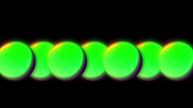 Balmumu baloncukları meta üzerinde güzel gökkuşağı renkleri olan soyut 3D arkaplan. Küreler havada içsel bir parıltıyla uçar, 3D top renkli neon ışıkla aydınlatılarak görünür..