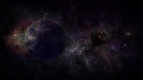 Abstrakt Rymdgalax Med Stjärnor Och Konstellationer Futuristiska Med Glöd Effekt — Stockvideo