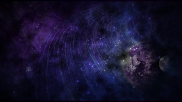 星と星座を備えた抽象宇宙銀河 グローエフェクト 抽象的な背景 — ストック動画
