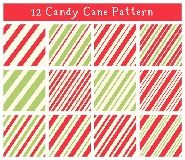 Candy Cane Diagonal Stripe Seamless Pattern Set Gift Wrap Background — Stock Vector