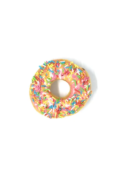 Donut Com Polvilhas Chocolate Coloridas Isoladas Fundo Branco — Fotografia de Stock
