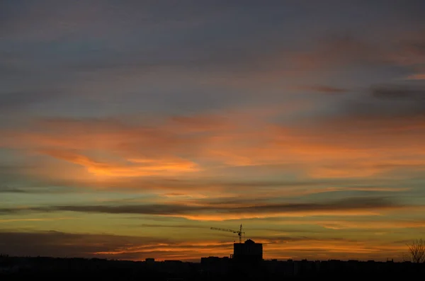 Puesta Sol Sobre Ciudad — Foto de Stock
