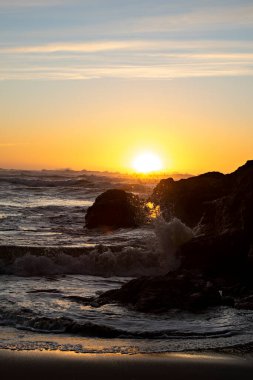 Scenic view of sea against sky at sunset, Mendocino, California, United States, USA - stock photo