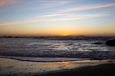 Scenic view of sea against sky at sunset, Fort Bragg, California, United States, USA - stock photo