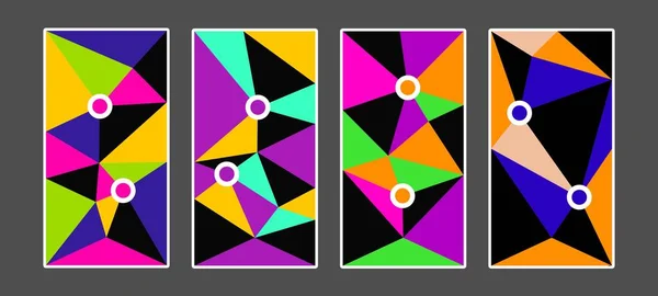 Basit Geometrik Düz Arkaplan Vektörü Dört Şekilde Yapılmış Renkli Sanat — Stok Vektör