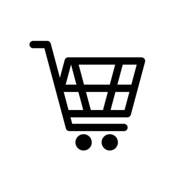 Alışveriş arabası simgesi. Vektör illüstrasyonu beyaz arka planda izole edildi. Perakende iş unsuru