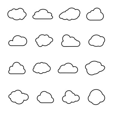 Bulutlar, birçok şekil bulutu çizim vektörü
