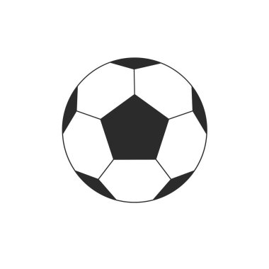 Siyah ve Beyaz Futbol Topu Simgesi, Düz Vektör İllüstrasyon Tasarımı, Futbol Spor Malzemeleri Nesnesi