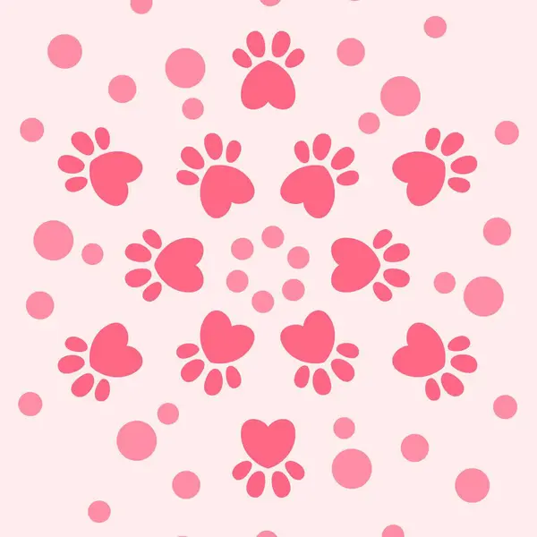 Следы Pets Dog Cat Footprint Pattern Cute Black Silhouette Shape — стоковый вектор