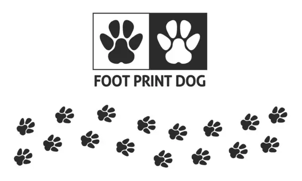 Fotspår För Sällskapsdjur Hund Fotavtryck Söt Svart Siluett Form Tass — Stock vektor