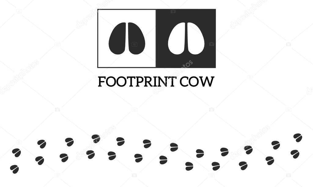 Footprints for farm animals. Cow Trace Pattern. Cute black silhouette footprint. Pet footprints. Cow animal footprints track silhouette illustration from footprints.vector.