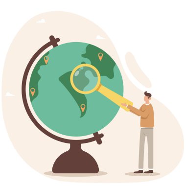 Global business expansion, open branches of the company to cover the entire continent, the concept of growing business. Travel, choosing a place to stay, locations of visited places on the globe.