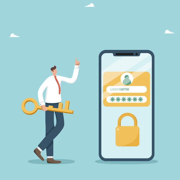 Concetto Autenticazione Online Privacy Sicura Dei Dati Protezione Sicurezza Dell — Vettoriale Stock