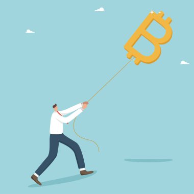 Kripto para piyasasında finansal hedeflere ulaşan, dijital para birimine para yatıracak bir borsa arayan yatırımcı, döviz piyasasında riskli bir oyun oynayan adam bitcoin balonu çekiyor..