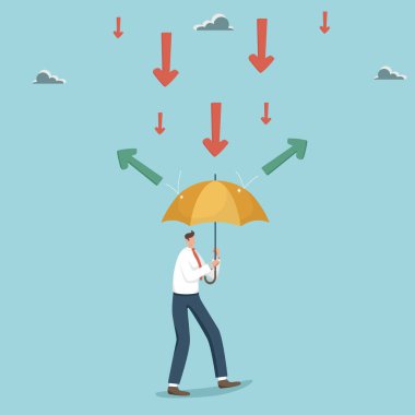 Ekonomik çöküşe karşı mücadelede gizli silah, borsa ve döviz piyasasının düşüşünü engellemek, yabancı ekonomik faktörlerin iş üzerindeki etkisini azaltmak, şemsiyeli bir adam krizle yüzleşiyor.