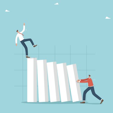 Meslek rekabeti, başarı elde etmek için yollar ve yöntemler, rakip, risk veya bir işi geliştirmek için yenilik, erkekler grafik sütunlarını zorlar ve rakiplerini düşürebilir..