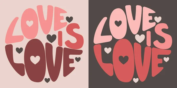 Amor Escrito Mano Amor Forma Círculo Colorido Diseño Vectores Dibujos — Vector de stock