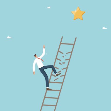 Ticari başarısızlık, rekabetçi mağlubiyet ve ödül kaybı, beklenmedik güç kullanımı, kaybeden bir strateji seçmek, yanlış gelişme yolu, haksız risk, adam merdivenlerden yıldızlara doğru düşüyor.