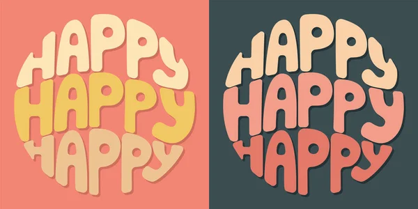 Handwritten Inscription Happy Happy Happy Form Circle Colorful Cartoon Vector — Stock Vector