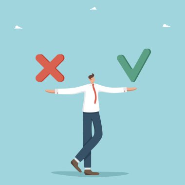 Bir karar, artılar ve eksiler, doğru ya da yanlış iş kararları vermek, bir alternatif seçmek ya da evet ya da hayır demek için mantık çerçevesinde düşünmek, insanın elinde bir işaret ve haç taşır..