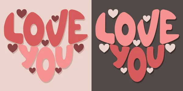 Handwritten Inscription Love You Form Heart Colorful Cartoon Vector Design — Stock Vector