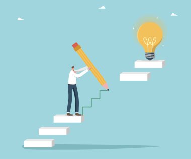 Yaratıcılık ve zeka yeni fikirler yaratmak için düşünce süreci ve yenilik için mantık, yeni fırsatlar ve büyük başarı ve gelişim işleri için yeni bilgi, insanoğlu bir ampule doğru adımlar atıyor..