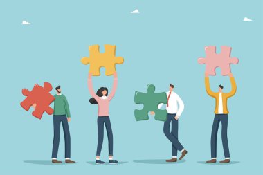 Ticari fikirler ya da strateji yaratmak için beyin fırtınası, en iyi sonucu elde etmek için takım çalışması ve büyük başarı, eksik elementi bulmak, bilgi kazanmak, karmaşık problemleri çözmek, bulmaca tutan insanlar.