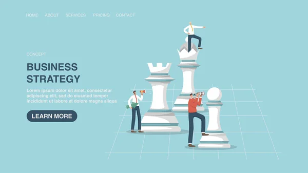チェスのワーキングチームとポスター ウェブページ ウェブページのベクトルイラスト 共通の目標 ビジネスで勝つための戦略のための仕事 協力およびパートナーシップの高さそして成功に達するチームワーク — ストックベクタ